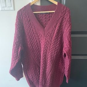 Zara Oversized Knit Sweater Burgundy